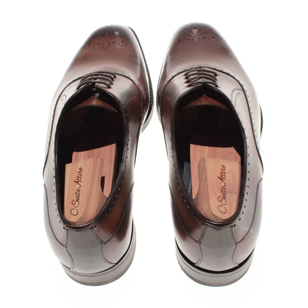 Di Bianco NWB Oxford Dress Shoes Size 42.5 (US 9.5) Brown Leather Made in Italy